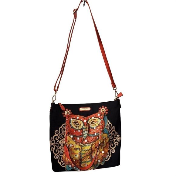 NICOLE Lee USA Rare Embellished Owl Large Crossbody Strap Shoulder Bag Purse - Picture 3 of 5